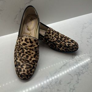 Sam Edelman Loraine Bit Loafer Leopard Hair with gold bit detail, Size 8.